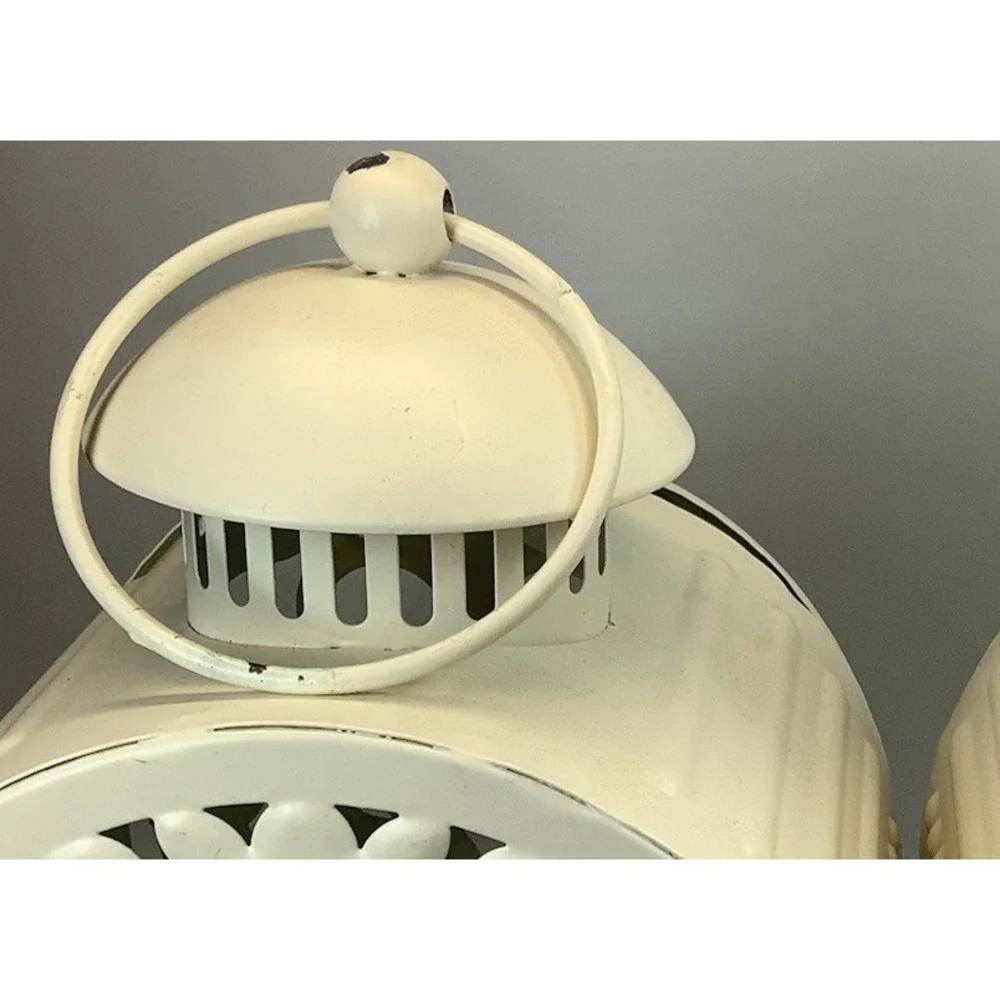 IKEA Gottgora Cream Ornate Metal Lantern Metal & Glass 10